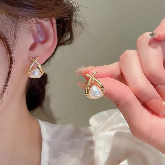 Pearl Cross stud Earrings - AR-36