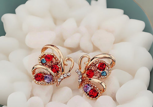Blossom Butterfly Gem Earrings - AR-135