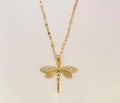 Golden Whisper Dragonfly Necklace - NK-09