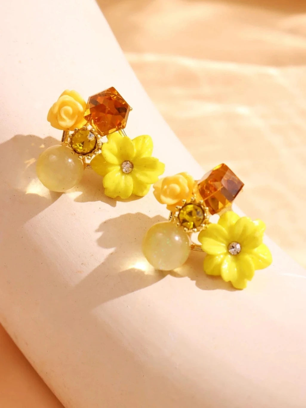 Turquoise Flower Crystal Stud Earrings - AR - 188 - 189 - 190 - 191