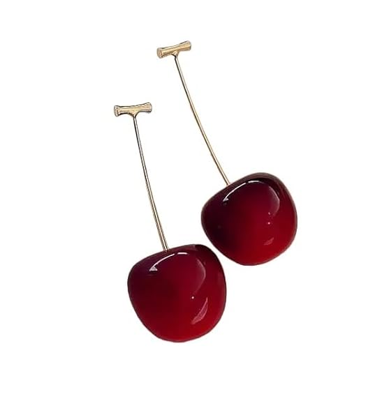 Korean Style Red Maroon Shaded Cherry Drop Earrings - AR-08