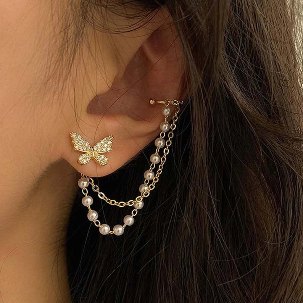 Crystal Butterfly Cuff Earrings - AR-89
