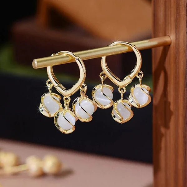 Pearl Petal Drop Earrings - AR-128