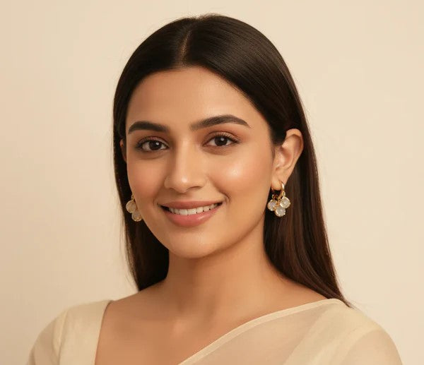 Pearl Petal Drop Earrings - AR-128