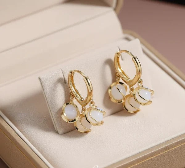Pearl Petal Drop Earrings - AR-128