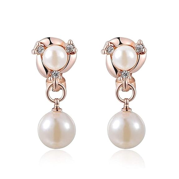 Golden Pearl Drop Earrings - AR-106