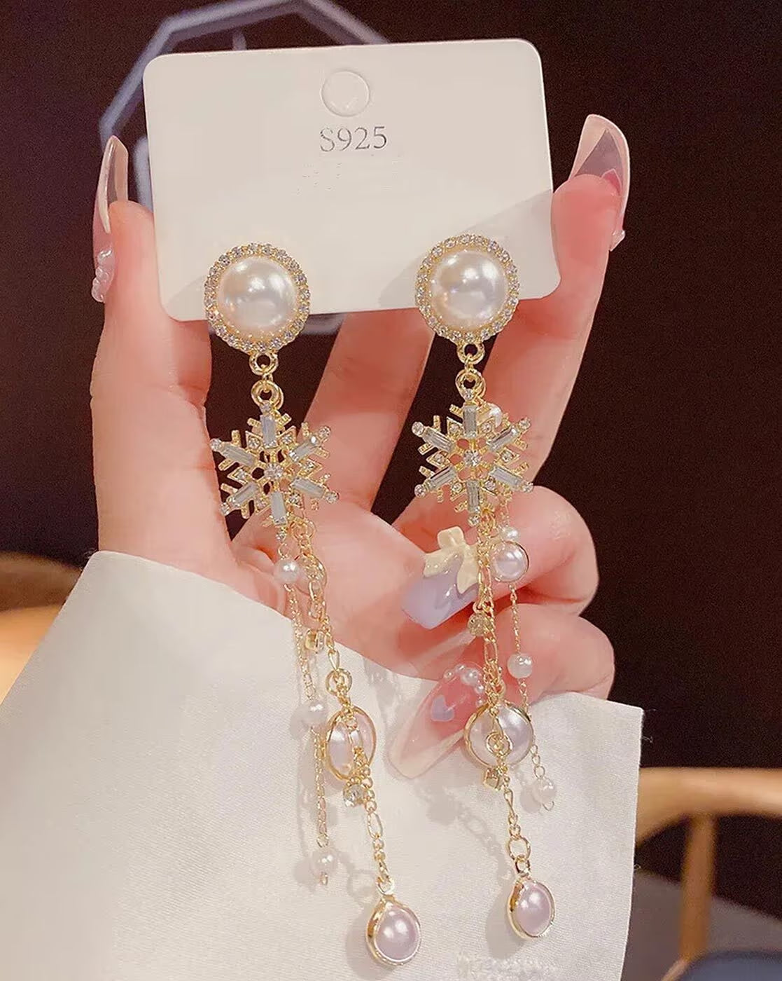 Golden Snowflake Earrings - AR-124