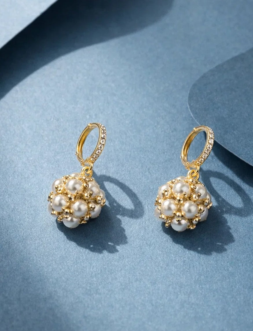 Royal Pearl Sphere Earrings - AR-145