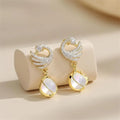 Crystal Swan Dangle Earrings - AR-114
