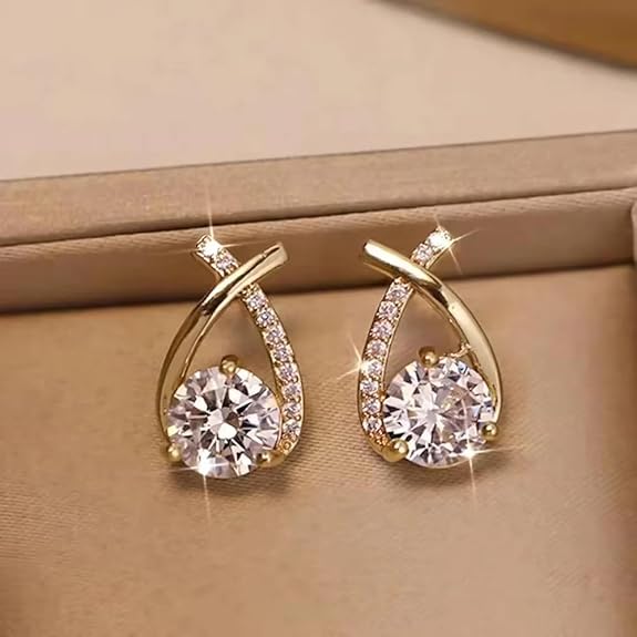 Teardrop Cubic Zirconia Earrings - AR-100
