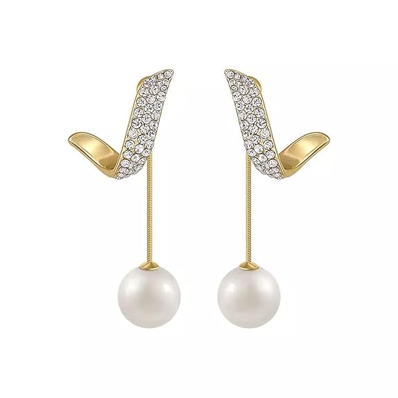 Korean-inspired Diamond Pearl Earrings - AR-112