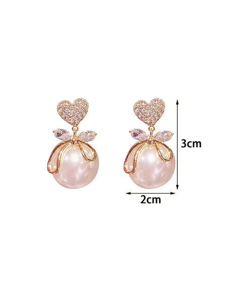 Korean Exquisite Bow Pearl Earrings - AR-113
