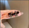 Modern geometric crystal cube earrings - AR-160