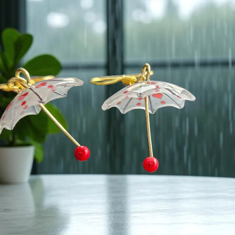 Cherry Drop Umbrella Earrings - AR-136