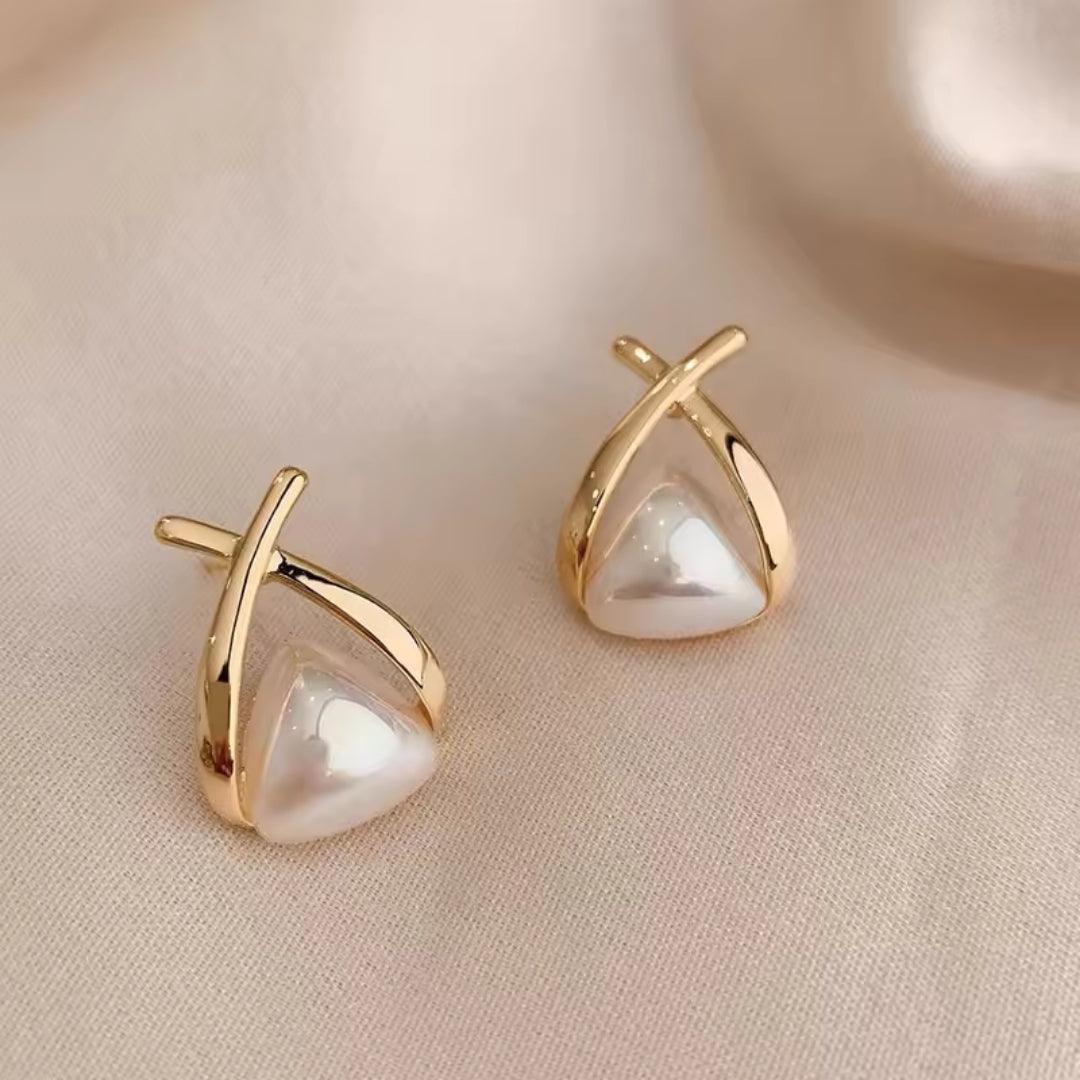 Pearl Cross stud Earrings - AR-36