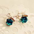 Green Bow Crystal Drop Earring - AR-139