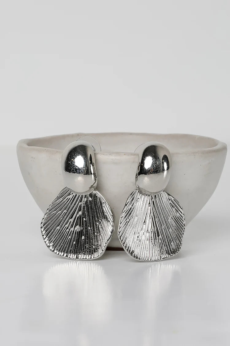 Gold Shell Fan Statement Earrings - AR - 184 - 185