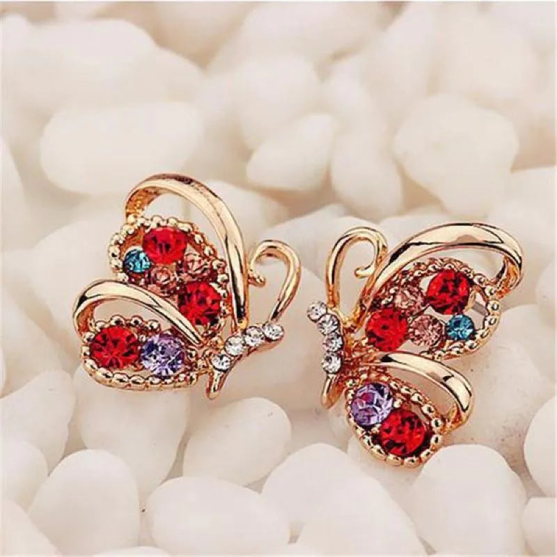 Blossom Butterfly Gem Earrings - AR-135