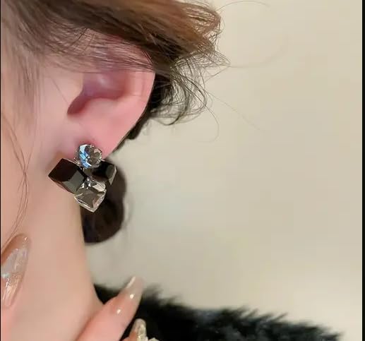 Modern geometric crystal cube earrings - AR-160