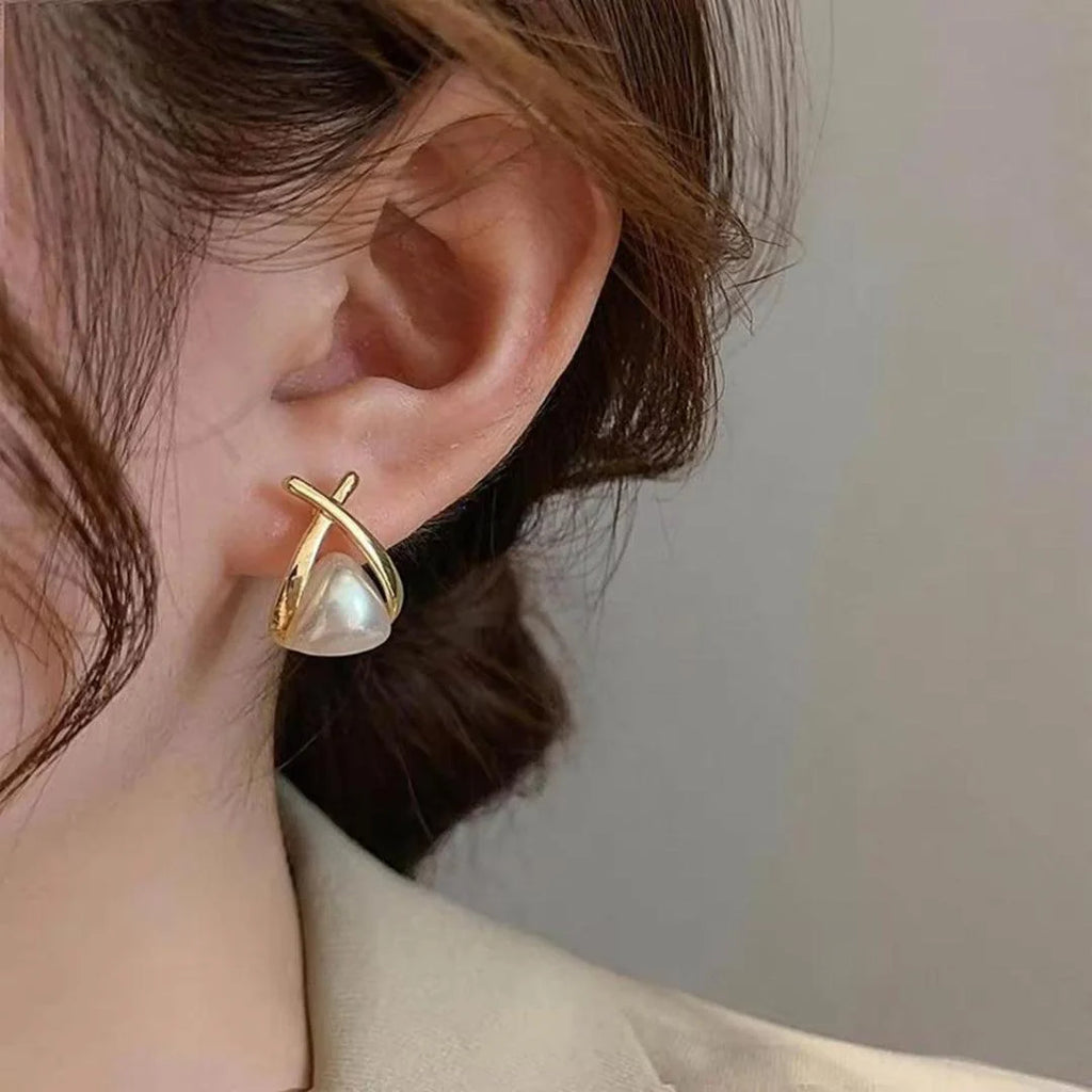 Pearl Cross stud Earrings - AR-36