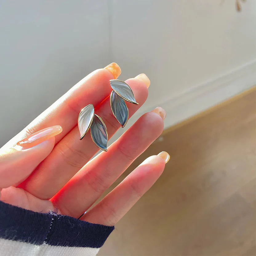 Dual-tone leaf earrings - AR-161