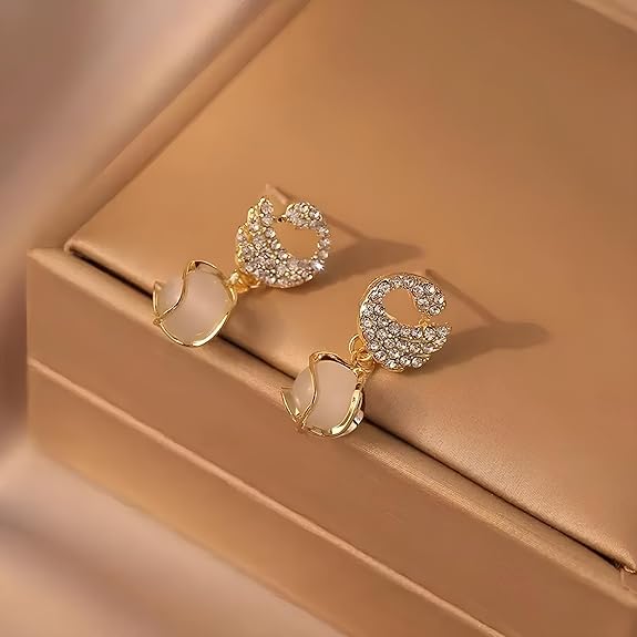 Crystal Swan Dangle Earrings - AR-114