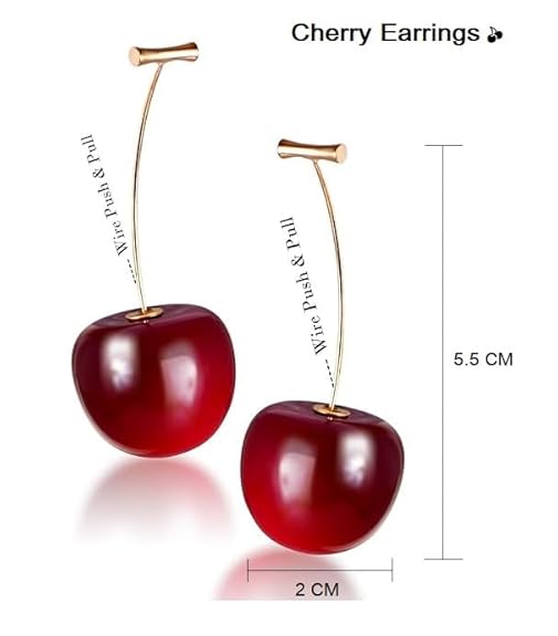 Korean Style Red Maroon Shaded Cherry Drop Earrings - AR-08