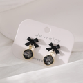 Midnight Bow Elegance Drop Earrings - AR-19