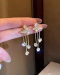 Korean Style Zircon Butterfly Dangles Earrings - AR-120