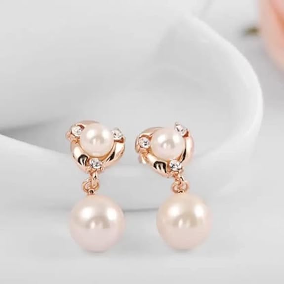 Golden Pearl Drop Earrings - AR-106