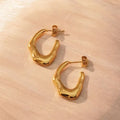Pearlo Golden Western Geometric Heart Statement Stud Earrings - AR-71