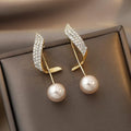Korean-inspired Diamond Pearl Earrings - AR-112