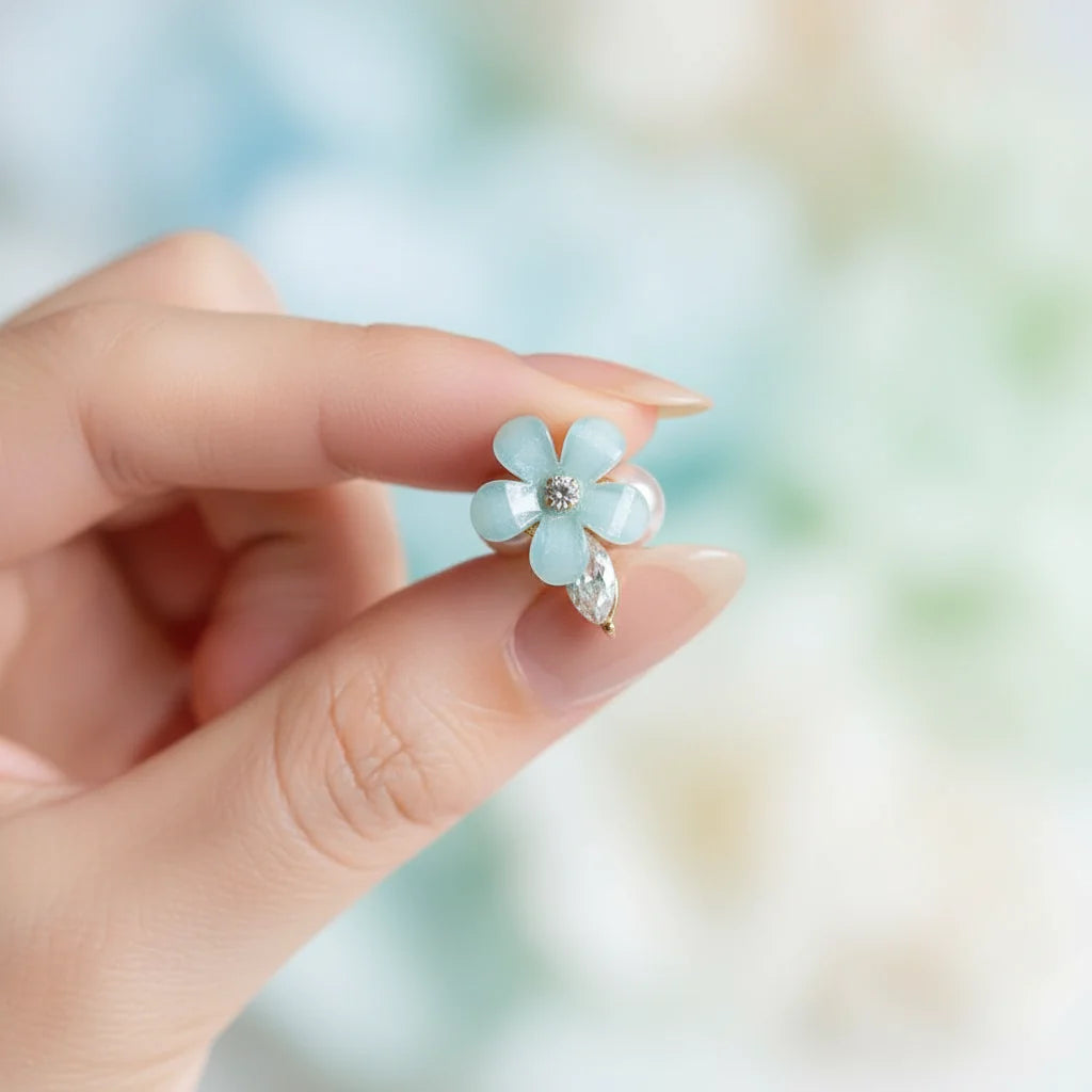 Blooming Blue Flowers Stylish Earring - AR-104