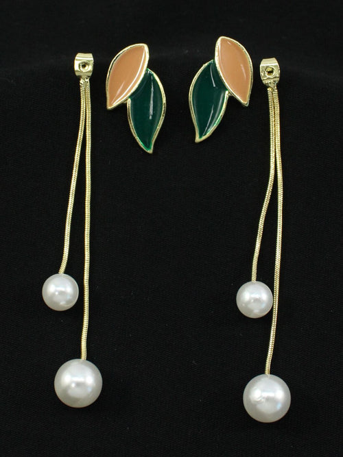 Aurelia Leaf Pearl Earrings - AR-129