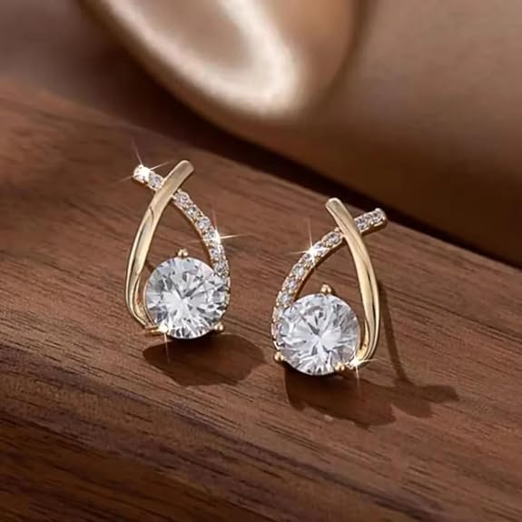 Teardrop Cubic Zirconia Earrings - AR-100