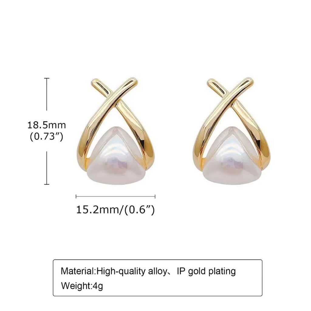 Pearl Cross stud Earrings - AR-36