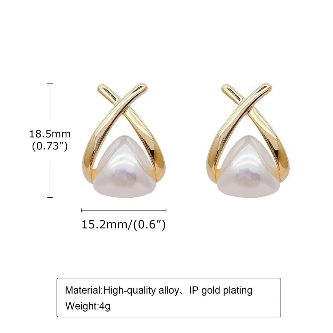 Pearl Cross stud Earrings - AR-36