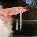 Korean Bow Chain Drop Earrings - AR-90