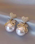 Korean Exquisite Bow Pearl Earrings - AR-113