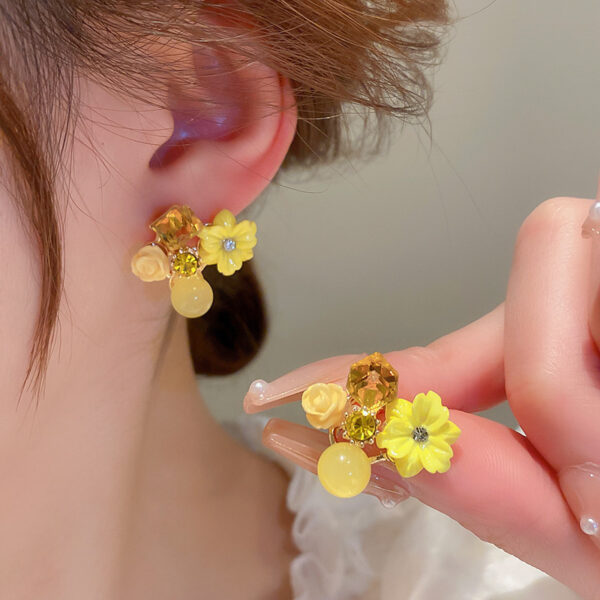 Turquoise Flower Crystal Stud Earrings - AR - 188 - 189 - 190 - 191