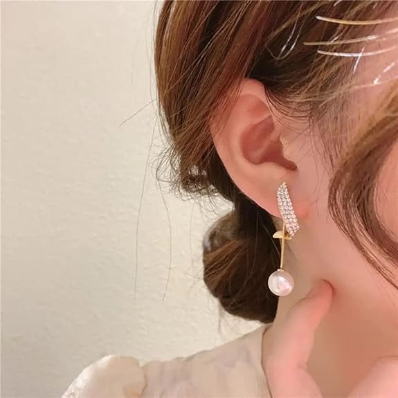 Korean-inspired Diamond Pearl Earrings - AR-112