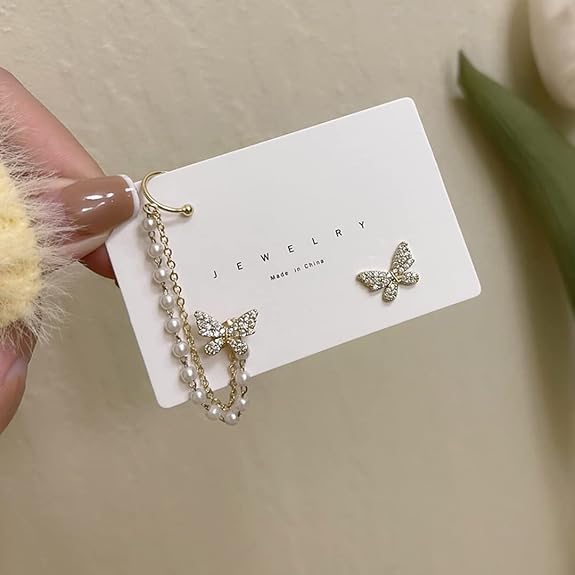 Crystal Butterfly Cuff Earrings - AR-89