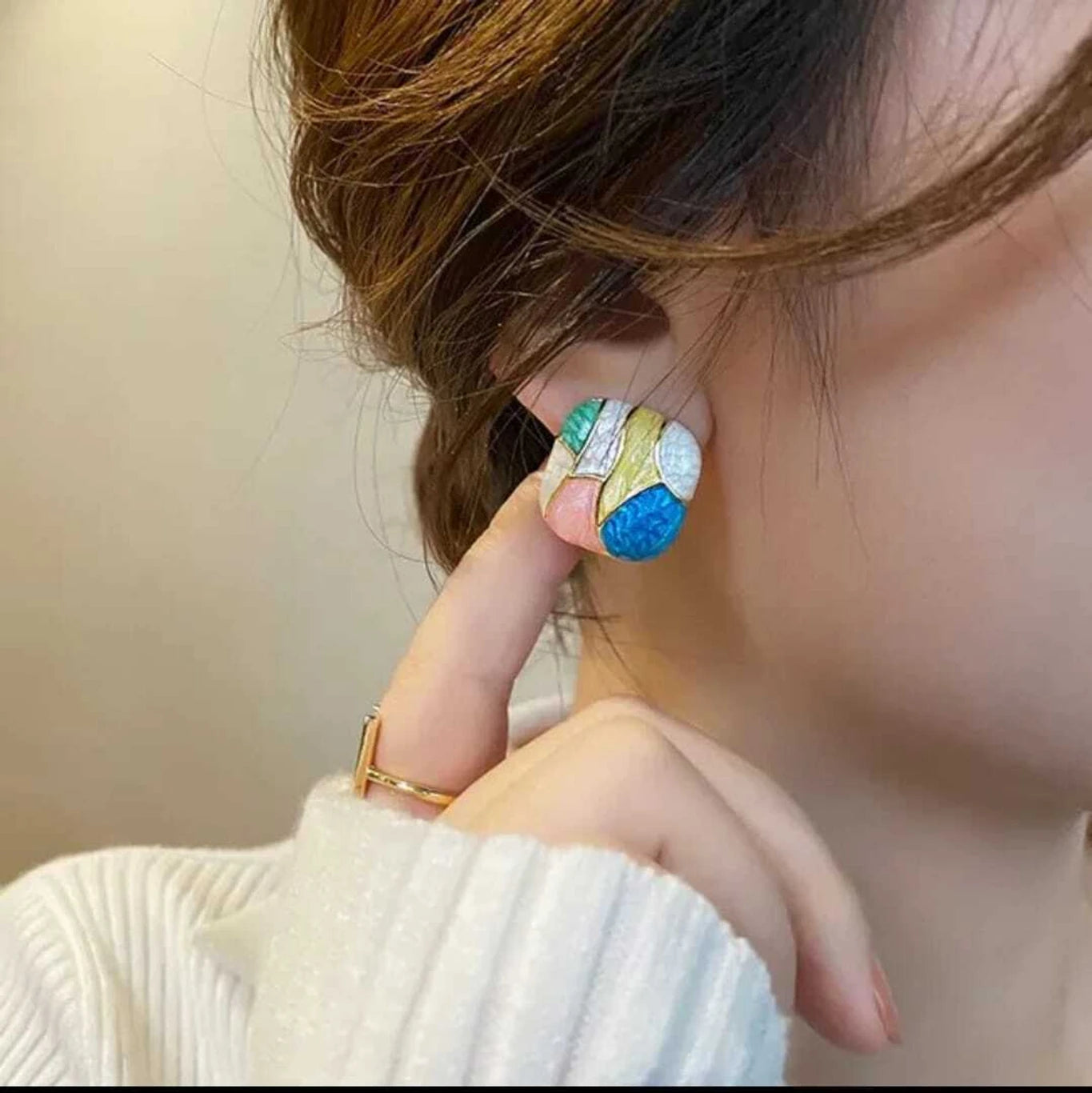 Mosaic Abstract Stud Earrings - AR - 193