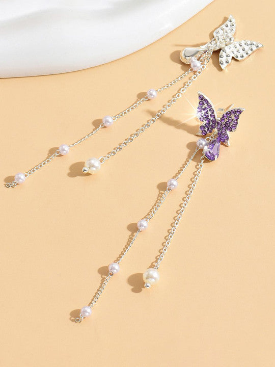 Purple Butterfly Dangle Earrings - AR-87