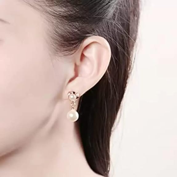 Golden Pearl Drop Earrings - AR-106