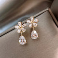 Crystal floral teardrop earrings - AR-148
