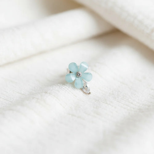 Blooming Blue Flowers Stylish Earring - AR-104