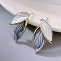 Dual-tone leaf earrings - AR-161