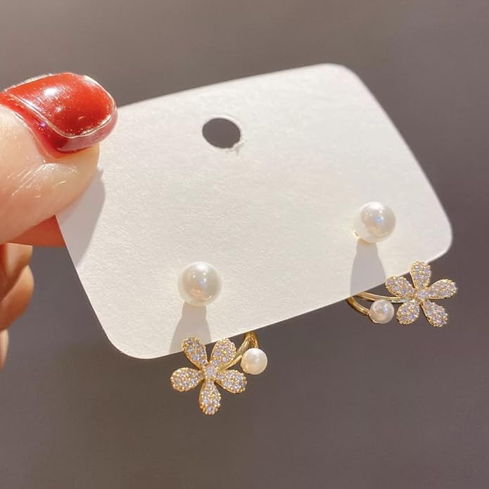 Intricate Flower Pearl Earrings - AR-99