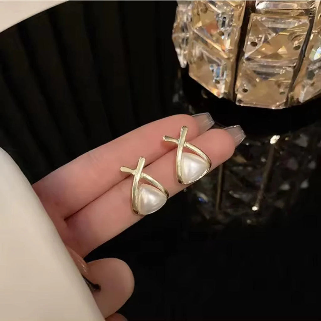 Pearl Cross stud Earrings - AR-36